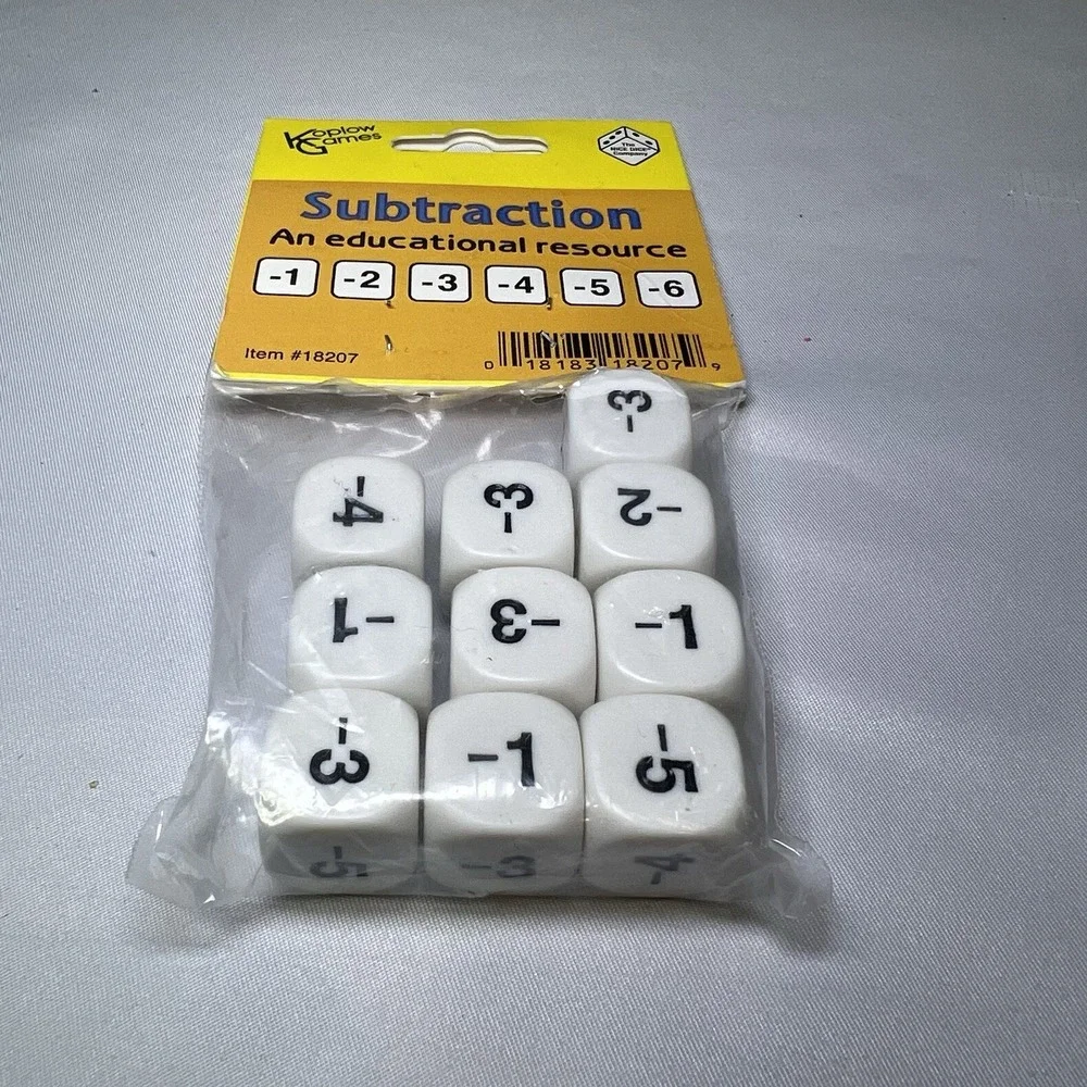 10 Subtraction Koplow Dice d6 Math Numbers‎ New Minus Vintage Open Package